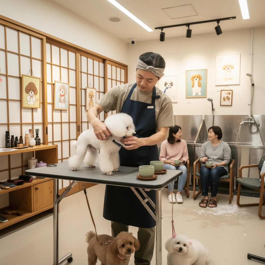 新しいペット用ベッドにくつろぐ犬の姿